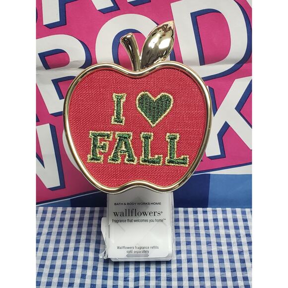 BBW Gold / Red I Love Fall Apple Wallflower Fragrance Plug In Home Scent Decor - Picture 1 of 1